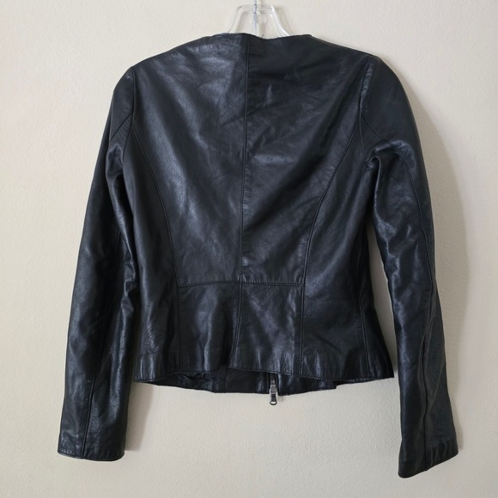 Antica Pelleria Italy Black Leather Laser Cut Eyelet Jacket‎ Women Size 42 Small - Picture 7 of 11